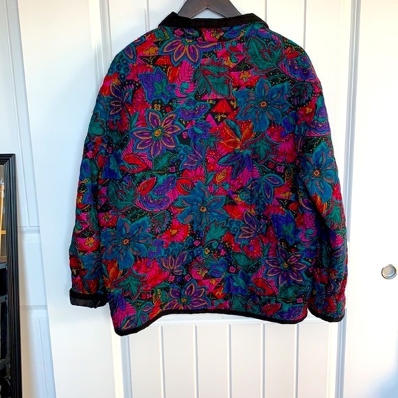 VTG Boston Traveler Y2K Boho Floral Quilted Jacket Folk Style Colorf Women Large - Picture 4 of 12